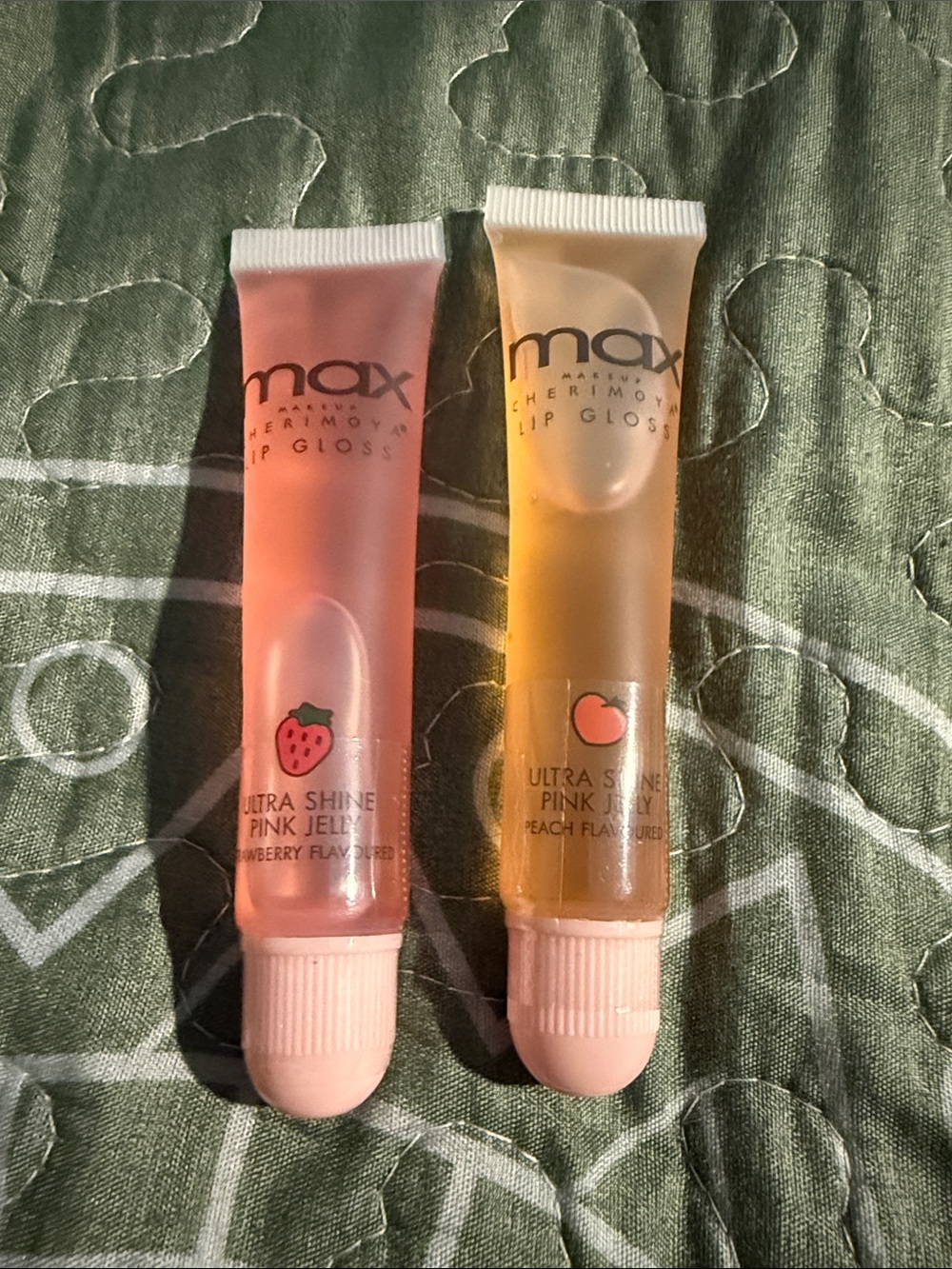 5/$25 Cherimoya Ultra Shine Lip Gloss Duo strawberry & Peach set of 2